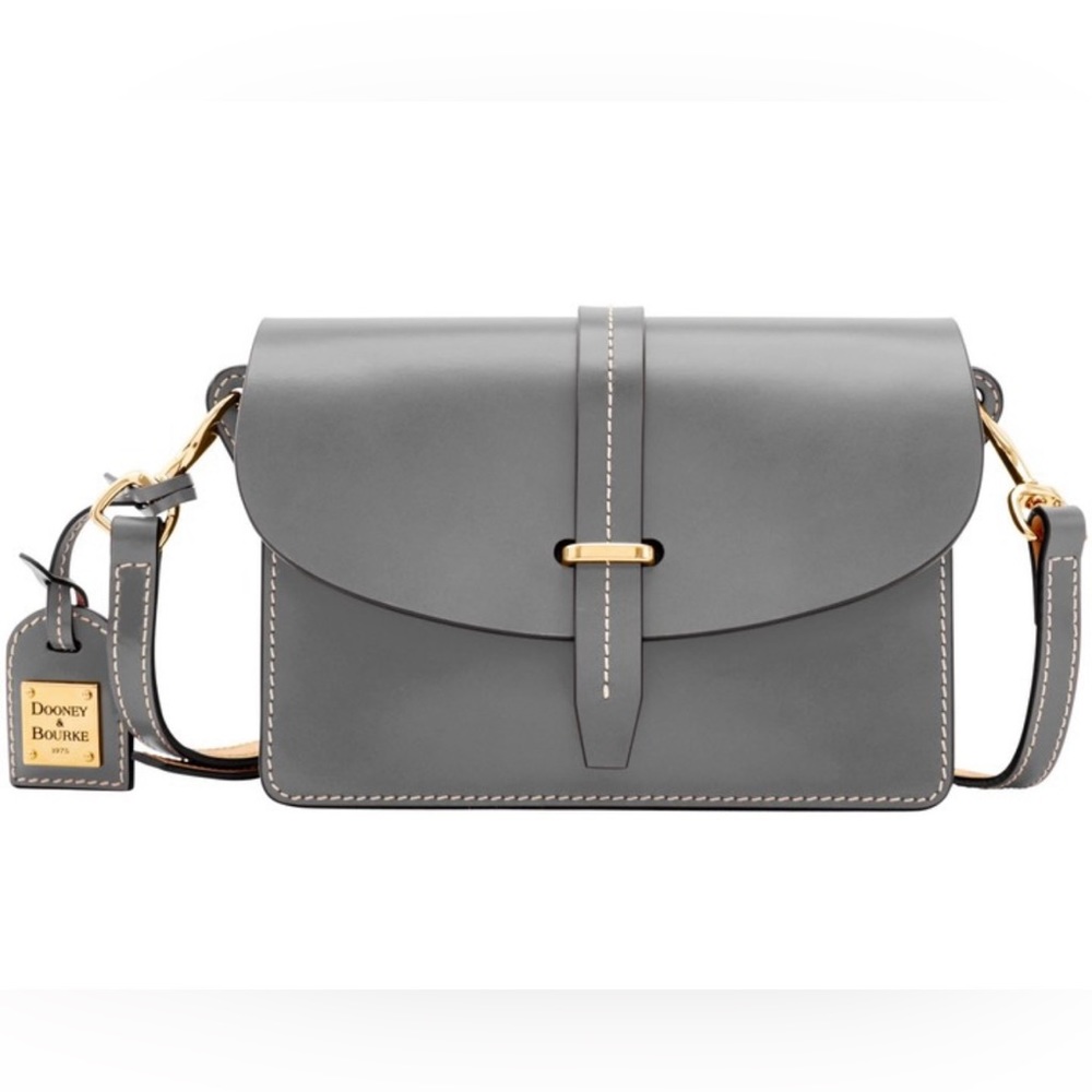LIKE NEW Dooney & Bourke Selleria Florentine Leather Flap Crossbody - TAUPE